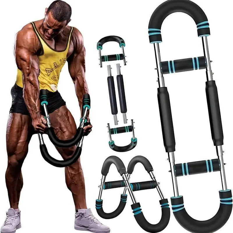 U-Shaped Spring Push Power Arm Trainer & Chest Exerciser, Detachable Resistance Equipment for Men’s Home Gym Muscle Strengthening