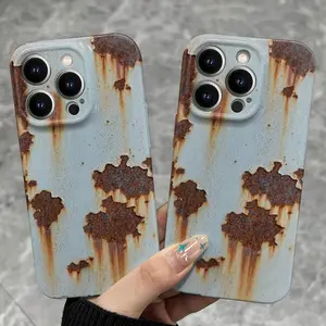 Rusty Glossy Pattern Drop-Proof Phone Case,Full Camera Protective Lightweight Shell TPU Slim Shockproof Cover for iPhone 11 12 13 14 15 16 Pro Max Plus Soft