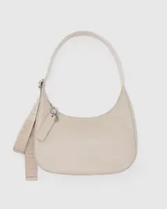 Medium Recycled Leather Crescent Bag - Stone