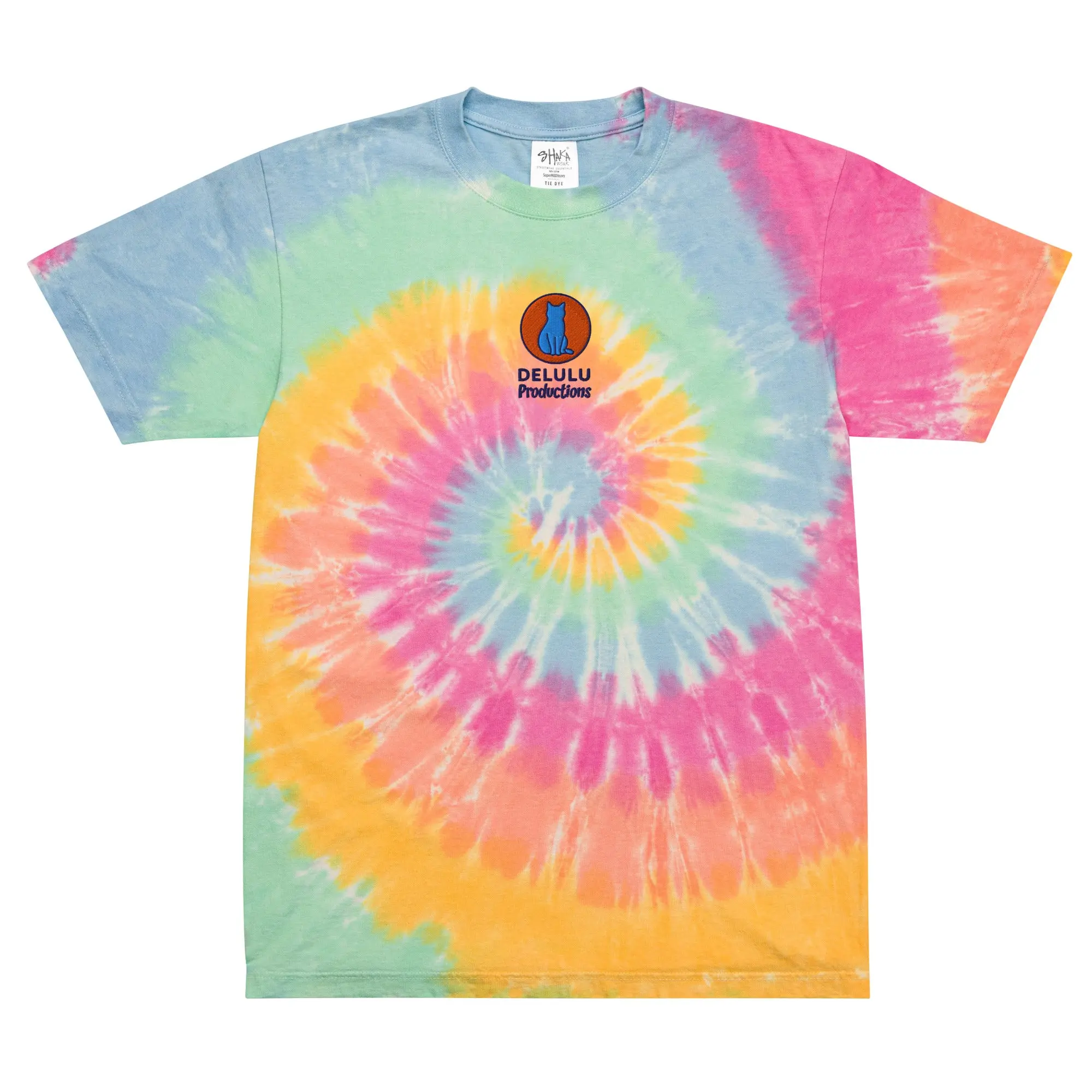Oversized Delulu Productions tie-dye t-shirt