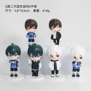 6pcs/set BLUE LOCK Isagi Yoichi Anime Figure Toys Collection Animation Model Cute Version Doll Desktop Ornaments