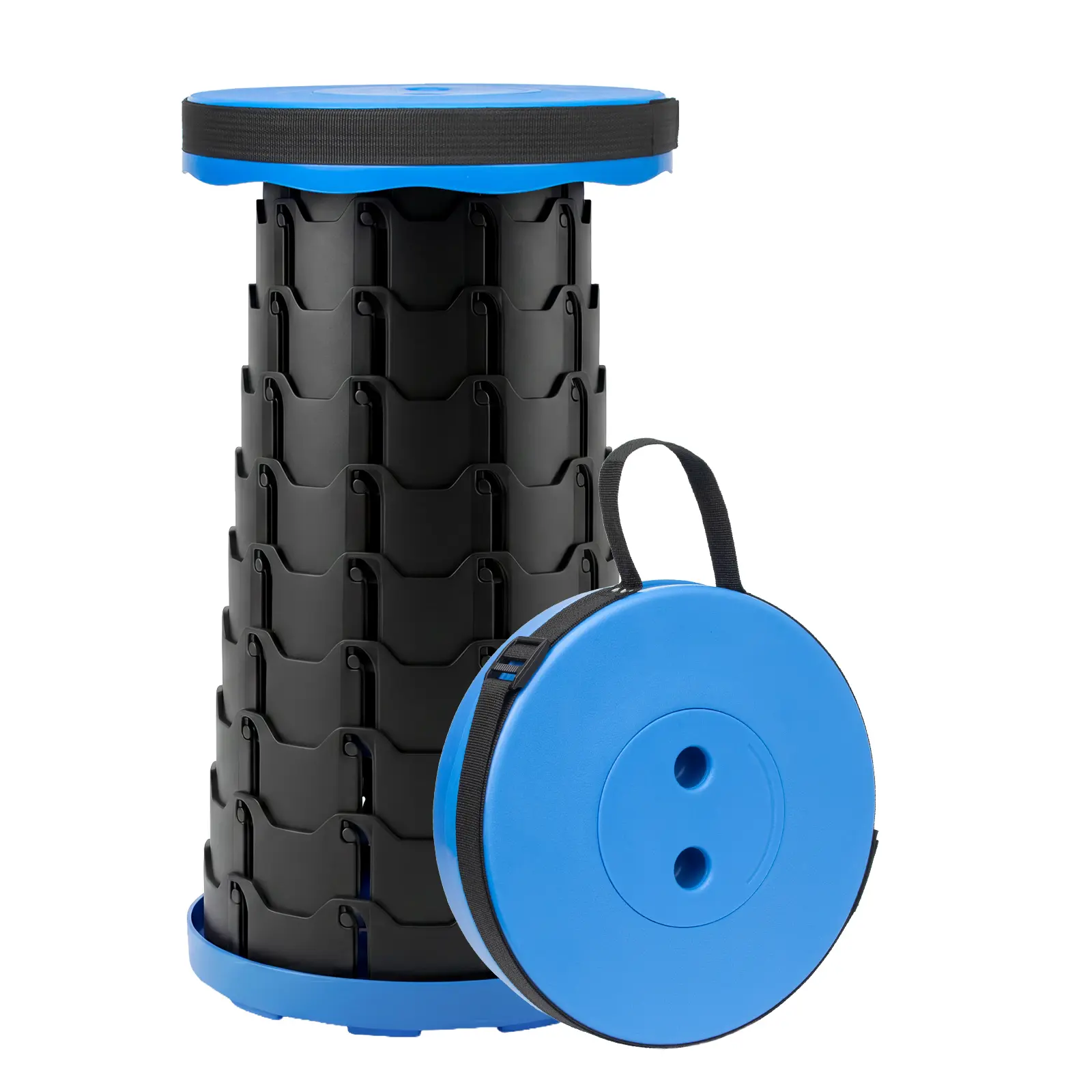 Foldable Telescopic Stool - Portable Collapsible Camping Stool, Adjustable Height Retractable Seat for Adults & Kids, Lightweight Travel Stool with Carry Strap