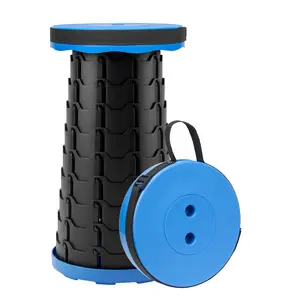 Foldable Telescopic Stool - Portable Collapsible Camping Stool, Adjustable Height Retractable Seat for Adults & Kids, Lightweight Travel Stool with Carry Strap