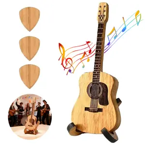 【2026 Gift】Wooden Guitar Pick Box with Stand - 3PCS Unique Guitar Picks, Mini Storage Box for Guitarists, Portable Handcrafted Guitar Picks Storage Container for Weddings, Birthdays, Anniversaries Gift，Keepsake Guitar Pick Case.