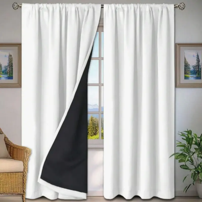 Blackout Curtains Easy Install, Bedroom Balcony Home Use Thin Curtain, Effective Heat Insulation Noise Reduction, 1 Piece