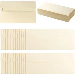 100 Pack Colorful #10 Business Envelopes Self Seal Standard Envelopes for Office Checks, Business, Letter Mailing Invoices, 4.13 x 9.49 Inches (Cream Color)