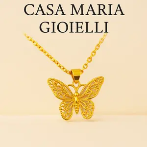Aurelia Papillon Collection– Lattice Design Butterfly Necklace - 24K Solid Gold  – Casa Maria Gioielli