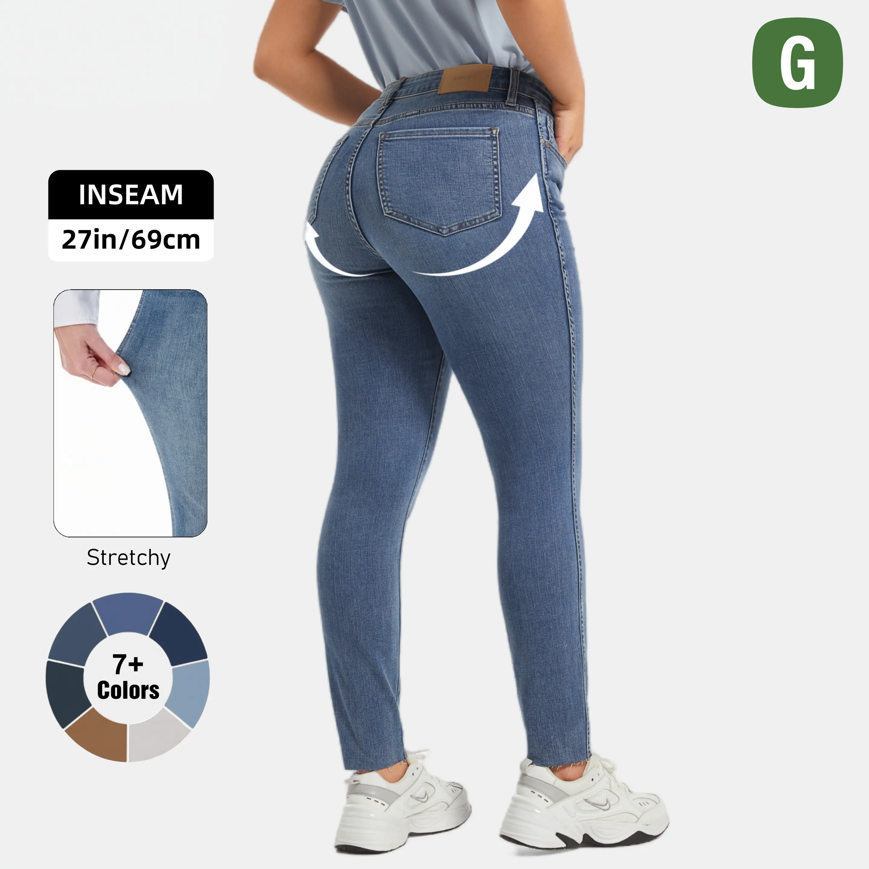 GENUWII Women's High-Waist Slim-Fit BBL Jeans, Stretchy Tummy Control Butt-Lifting Curve-Hugging Denim Bottoms, Minimalist Basic Office Wear Outdoor All-Season Regular Size Fall Daily Outfits #Sohochic