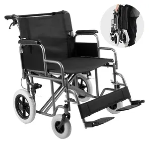 VEVOR Wheelchair, Aluminum Alloy Ultra-Lightweight Transport Chair for Adults, Foldable Cabin Wheelchair with Flip-Back Desk-Length Arms, Self-locking Brake, 15.75-Inch Wide Seat, 220lbs LoadVEVOR Super Brand Day