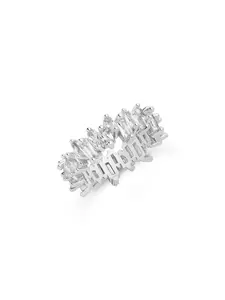Sterling Silver CZ Staggered Eternity Band