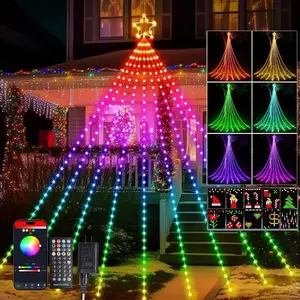 16.4FT Christmas Tree Decoration - 315 LEDs Customizable  Waterfall Tree Lights with Remote, Timer, App Control Christmas Tree Lights with  Sync for Xmas Yard Garden Party