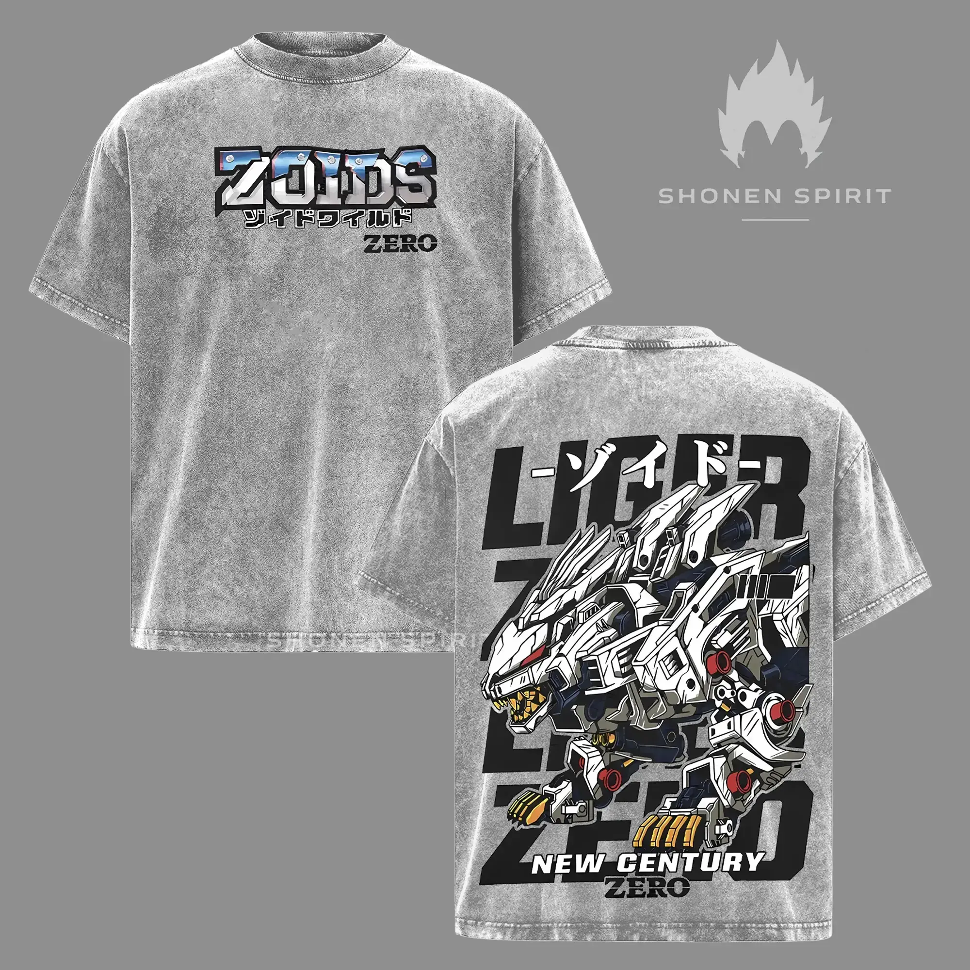 Liger Zero Zoids New Century Zero T-Shirt, Oversized Washed Vintage Anime Tee, Mecha Robot Graphic Shirt, Retro 90s Japanese Anime Streetwear