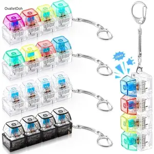 Mechanical Keyboard Fidget Keychain Clicker Toy, Stress Relief Button Cube for Adults, Portable Office & Travel Fidget Toy, Ideal Gift to Pass Time