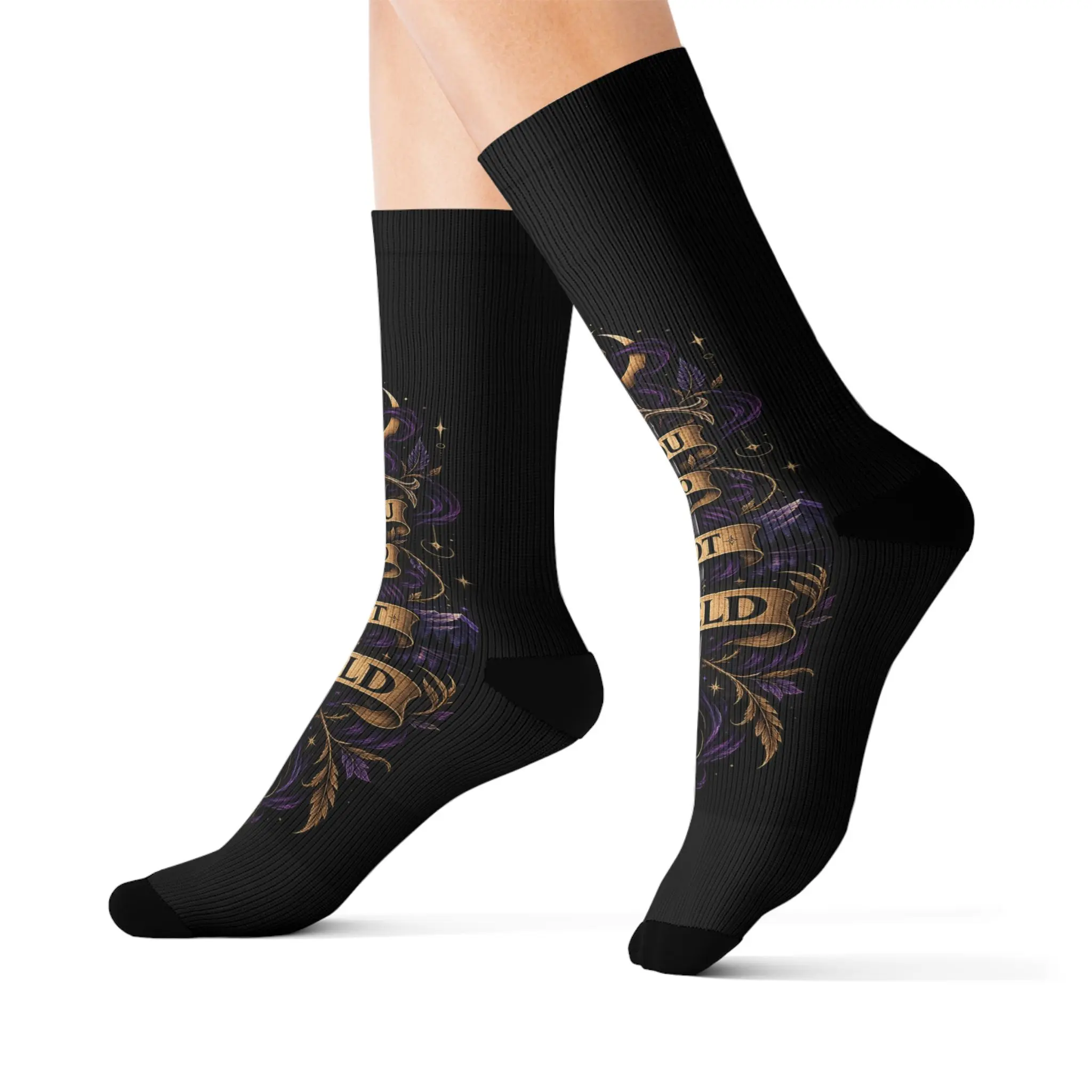 Do You Not Yield Banner Socks | Black Sublimation Crew Socks