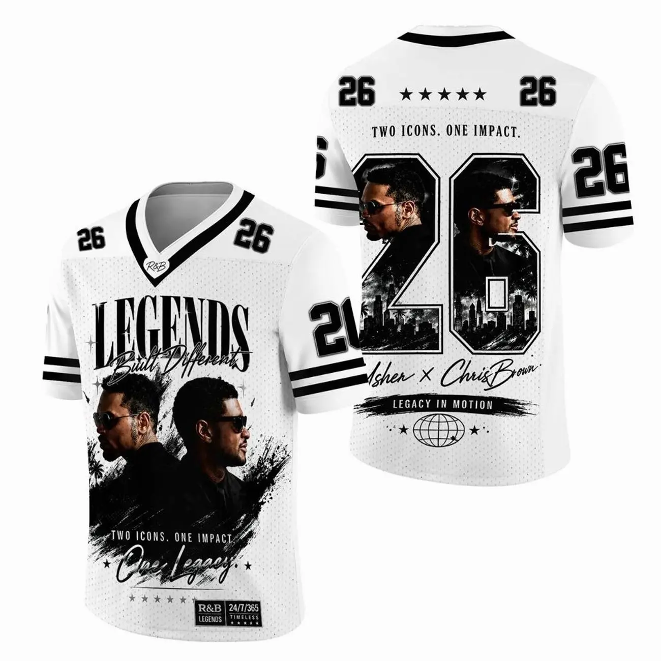Custom Usher x Brown Mesh Football Jersey with Personalized Name and Number