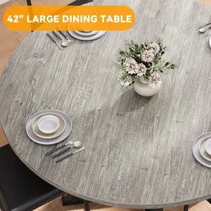 Jocoevol Round Dining Table for 4,Kitchen Dining Room Circle Dinner Pedestal Table,Space Saving Wood Kitchen & Dining Room Furniture (Grey, 47In)
