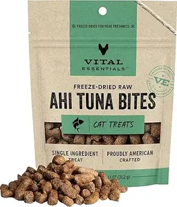 Vital Essentials Freeze Dried Raw Cat Treats, Ahi Tuna Bites, 1.1 oz