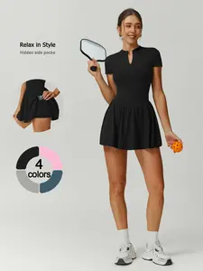 Women's High Elasticity Tight Fit Fashion Sporty Jumpsuit Short Skirt, Abdominal Support Hip Lift Tennis Pants, Gym Running Cycling Outdoor Hiking, Stylish Activewear