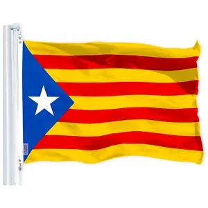 Blue Estelada (Catalan) Flag | 3x5 feet | Printed 150D Indoor/Outdoor, Vibrant Colors, Brass Grommets, Quality Polyester, Much Thicker More Durable Than 100D 75D Polyester