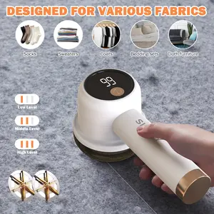 Rechargeable Fabric Shaver with 2 Replaceable Stainless Steel 6-Leaf Blades(1 Free Extra Included) | Lint Remover with 3-Speed Settings & LED Display - Efficient Sweater and Lint Shaver for Clothes, Removing Fuzz, Lint Balls, Pills.Christmas Gift