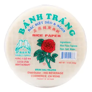 Spring Roll Rice Paper Skin Wrapper Extra Thin Double Parrot ROSE 8 1/2", 12 Oz. Vietnamese Foods and Snacks