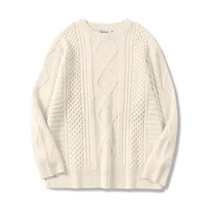 ANRABESS Sweaters for Women Oversized Crewneck Long Sleeve Casual Loose Cable Knit Pullover Tops 2025 Fall Vintage Clothes