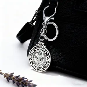 St. Benedict Commemorative Medal Keychain | Guardian of Saints | A beautiful Catholic gift, suitable as a present for Eucharist ceremony, Confirmation ceremony and graduation ceremony | Made in Italy