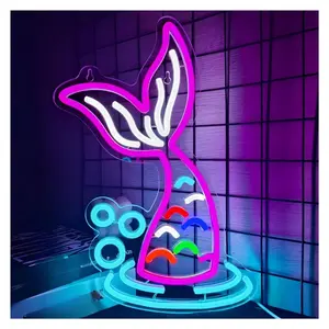 Sign Illuminated Fish Tail Neon Light For Wall Decor USB Powered LED Sign Lamp Bedroom Living Room Party Decor 38cmx27cm Sign Illuminated