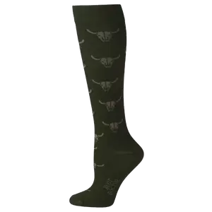 Boot Doctor® Ladies Brown Bull Skull Over The Calf Socks 0417802