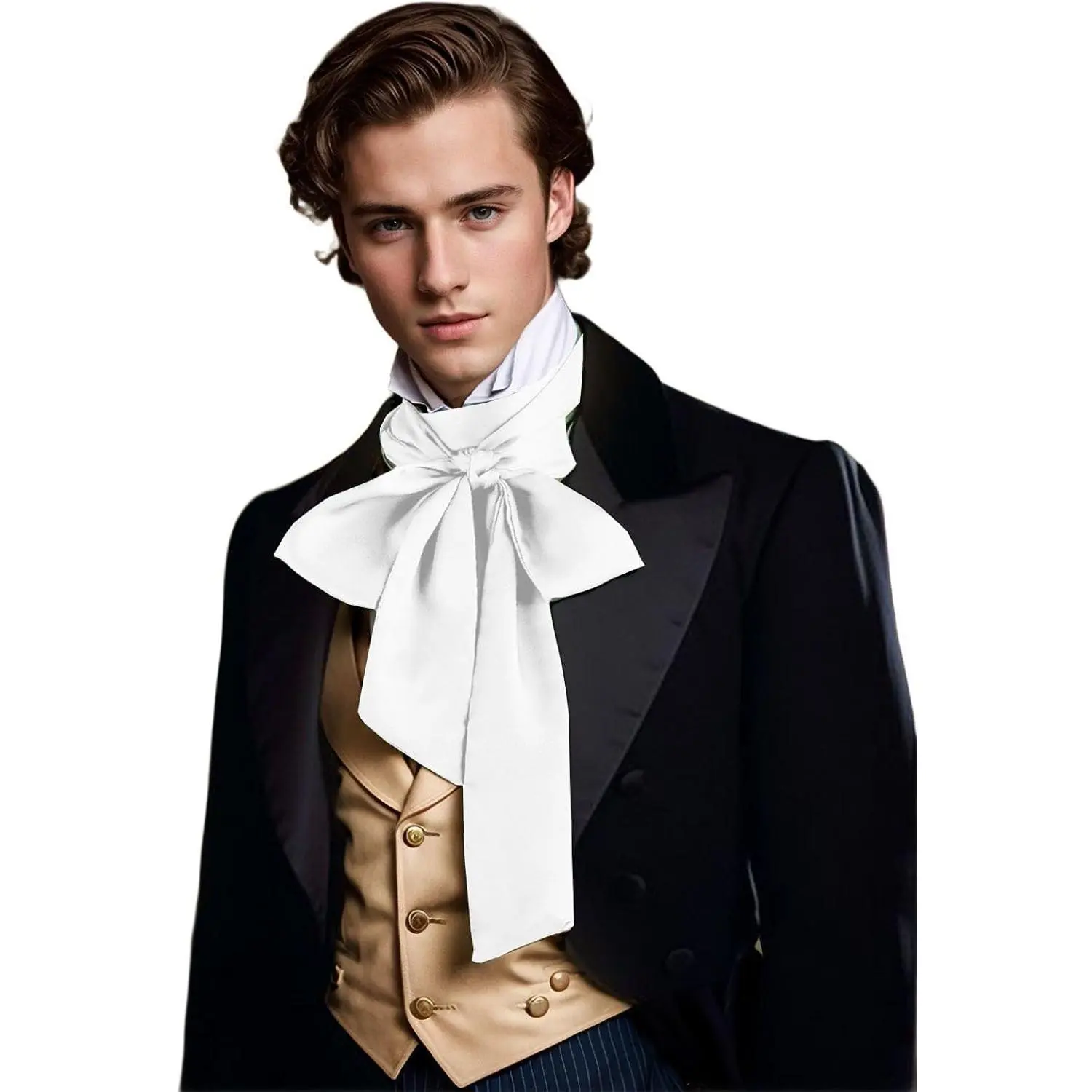 Renaissance Scarf Jabot Cravat,Mens Costume Collar for Victorian Edwardian Western Wedding Halloween Necktie(Gift)