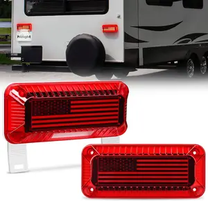 Nilight LED RV Tail Light 2PCS 72 LED Red Running Stop Brake Turn Signals Light White License Plate Light Surface Mount Waterproof Taillights for RV Caravan Camper Van