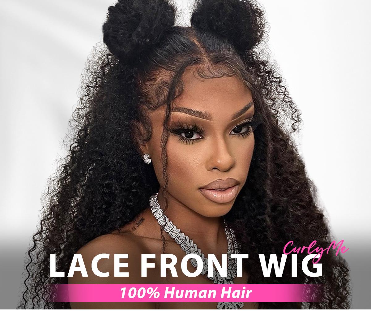 [Special Deals]CurlyMe Deep Wave Lace Front Wigs Human Hair for Women Transparent Lace Deep Curly Lace Frontal Wigs Human Hair Natural color