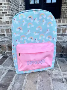 Leaping Unicorn Backpack Unisex 11x5.5x16 Inches Personalized with Name Cassidee Rainbow Patterned Design
