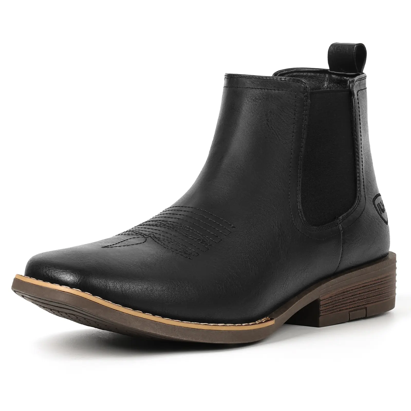 IUV Cowboy Boots For Men Square Toe Chelsea Ankle Boots Mans Casual Western Boots Fashionable Classic Comfortable Versatile Available  Black and Brown Slip on Western Boots