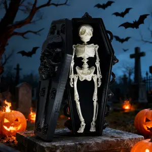 Gothic 3D Skull Coffin Magnetic Box With Built-In Small Skull Skeleton Suitable For Home Office Desktop Decoration Miniature Model Halloween Party And Christmas Party Gifts