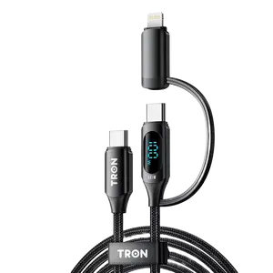 2-in-1 USB-C to USB-A/C Braided Cable 100W | LED Display | 5FT