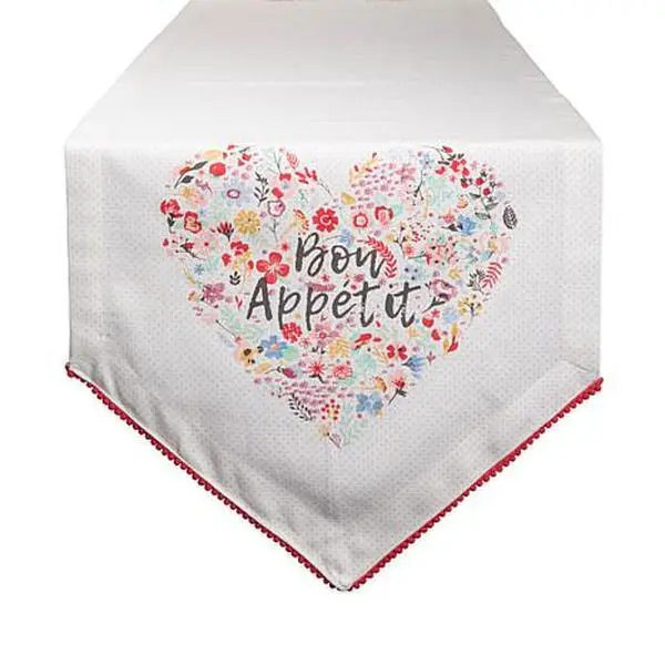 Design Imports Bon Apetit Sleur Heart Print Table Runner - 14" x 72"