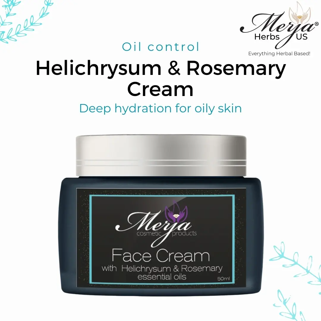Merja-Helichrysum & Rosemary essential oils-Face & Neck Cream-Oil Moisturizing- Hydrating- Moisturizer- Skin Repair