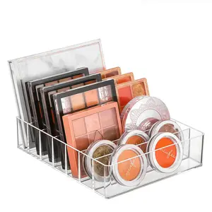 7 compartments transparent plastic makeup storage box, lipstick and eyeshadow holder, bathroom essentials cosmetic storage tray, Makeup Organizer Box