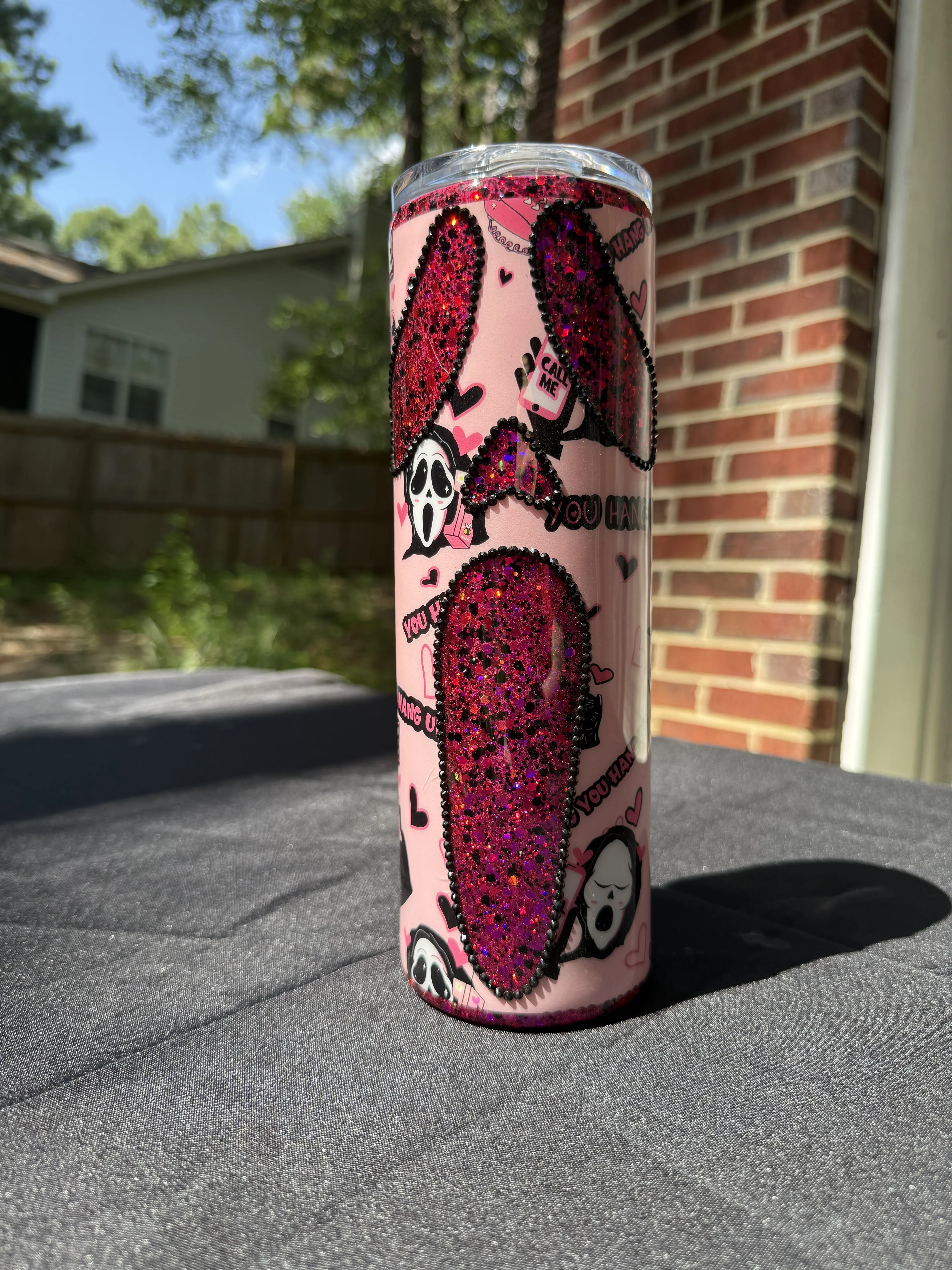 30 oz Sparkle Ghost Face Rhinestone Tumbler