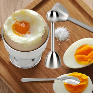 Stainless Steel Egg Shell Opener Set, Perfect for Soft Boiled Eggs, Ideal for Home Breakfast, Restaurant Decor, Kitchen Utensils
