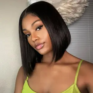 OQ HAIR 220% Density Wear Go Glueless Bob Wigs 7x5 Pre Cut HD Lace Wigs Bleached Tiny Knots Short Straight Human Hair Bob Wigs Vacation Hair Wig Preplucked Hairline Outdoorfun dealsforyoudays