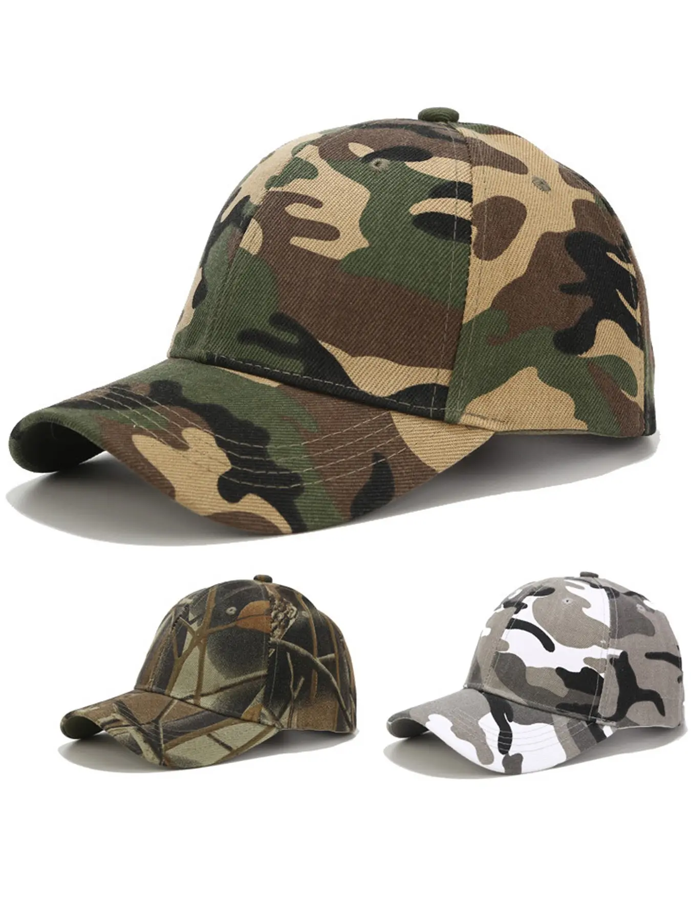 Structured Baseball Cap with Adjustable Closure - Performance Hat for Outdoor Activities and Custom Embroidery Camo Brim Hat Army Hat