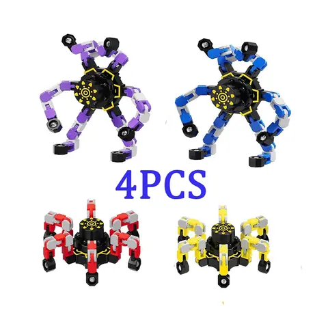 4pcs/8pcs Transformable Handheld Spinner Stress Relief Model - Jointed Robot Parts, DIY Brain Training, Adjustable, Sensory Needs Solutions, Enhances Creativity, Fidgets for Anxiety (Toys & Hobbies, Classic & Novelty Toys, Coolest Gift for Kids & Adults)