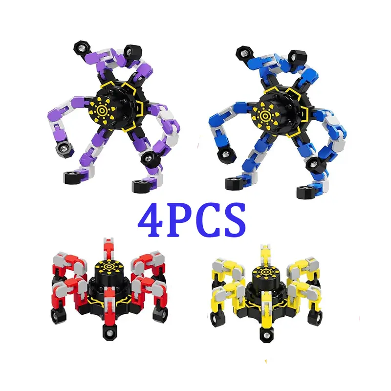 4pcs/8pcs Transformable Handheld Spinner Stress Relief Model - Jointed Robot Parts, DIY Brain Training, Adjustable, Sensory Needs Solutions, Enhances Creativity, Fidgets for Anxiety (Toys & Hobbies, Classic & Novelty Toys, Coolest Gift for Kids & Adults)
