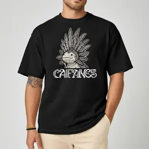 Caifanes Feathered Frog Aztec Art Comfort Color Letter Printed Tee Ring-Spun Cotton Soft-Washed T-Shirt Trendy Tops Perfect Gift