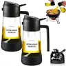 LMMAKE 2PCS 2-in-1 Durable Glass Oil Spray&Pour Dispensers, Kitchen Accessories for Cooking & Air Fryer Use, Indoor/Outdoor Compatible, with Labels