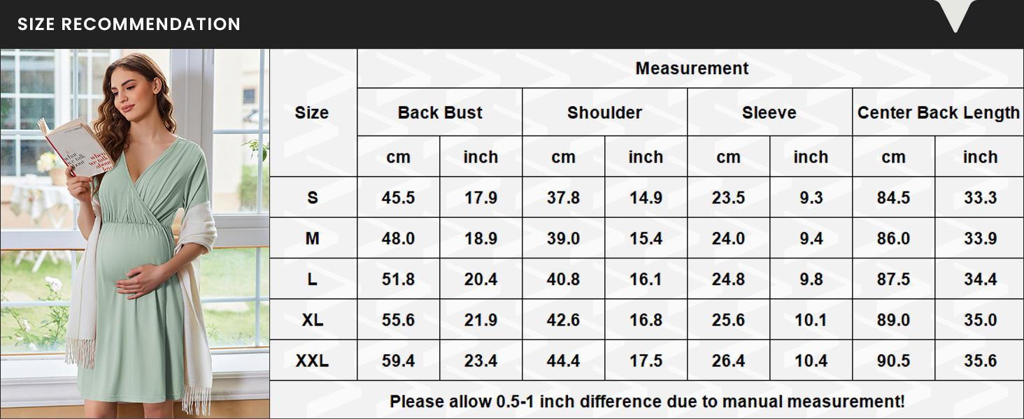 Spring womens Labor and Delivery Summer Gown for Hospital Short Sleeve Maternity Nursing Dress Nightgown with Button S-XXL Skin-friendly Comfortable Material V Neck Design for Pregnancy Postpartum