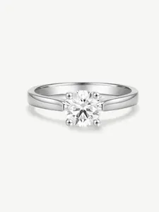 "The Eternal Knot" Lab Grown Diamond 4 Prong Solitaire Ring in 14K White Gold Engagement Anniversary Wedding Ring for Women (0.5-1 Carat)