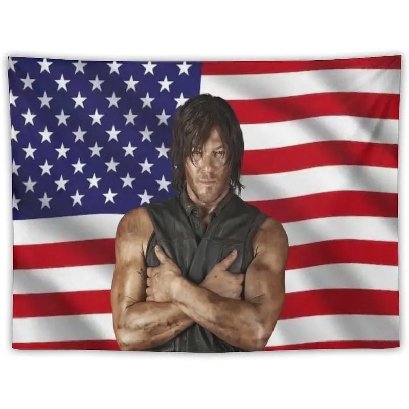 Daryl Dixon Print Tapestry Flag - Light Linen-Cotton Cloth Wall Decor, Strong Hand Washable Indoor/Outdoor Home Supply for Bedroom, Bar (Size Options Available)